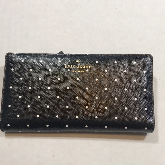 kate spade Handbags - Kate Spade Black & White Polka Dot Wallet EUC